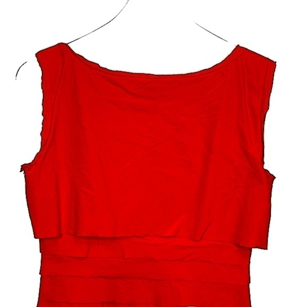 BCBGMaxAzria Sleeveless Scoop Neck Pleated Bodycon Persimmon Sawyer Dress Sz 4 - Picture 9 of 12